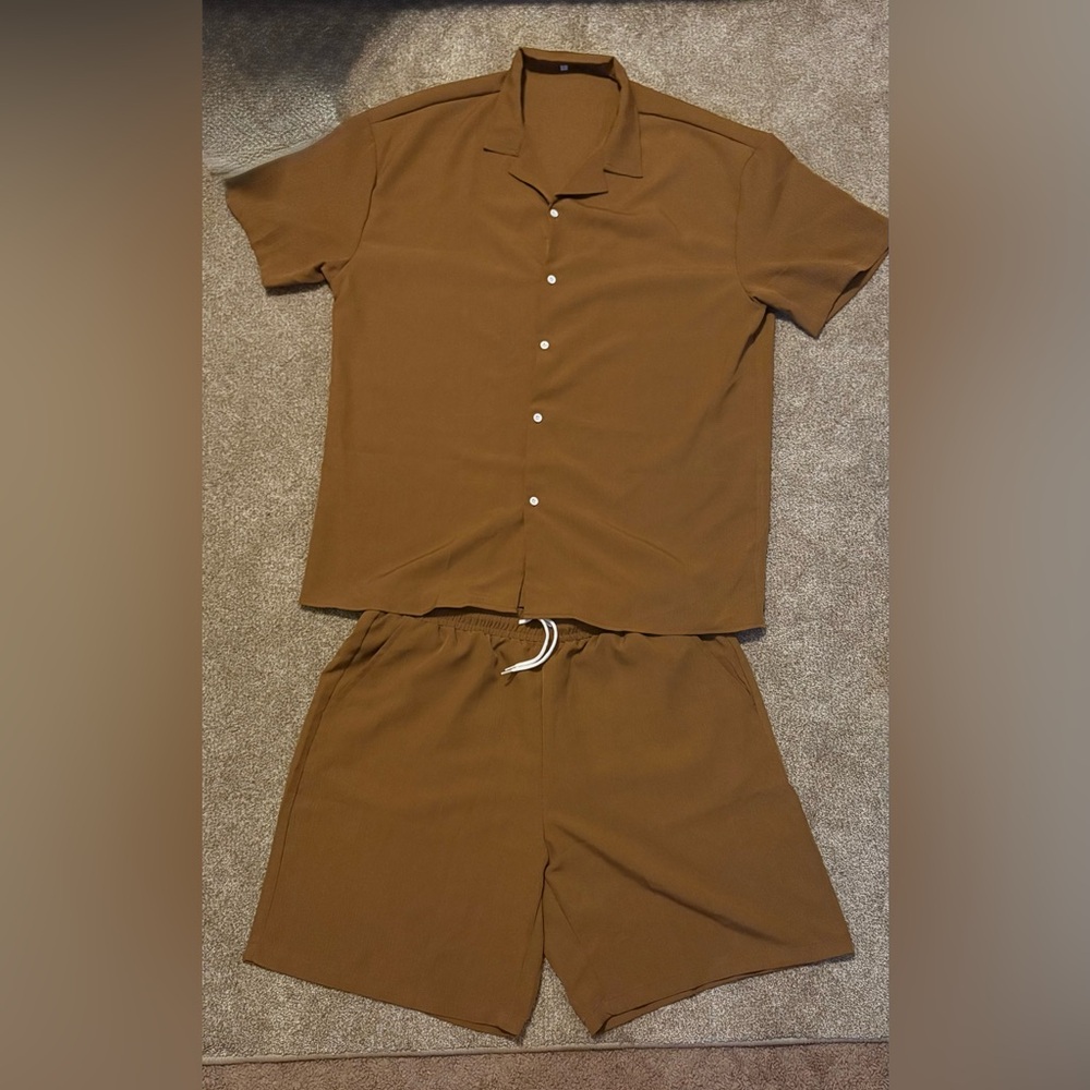 Men's Brown Shorts Set